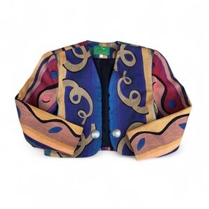 VTG Wraps La Coleccion Judith Roberts Style Western Crop Blazer Jacket USA Aztec